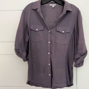 James Peres Sheer Slub Side Panel Shirt